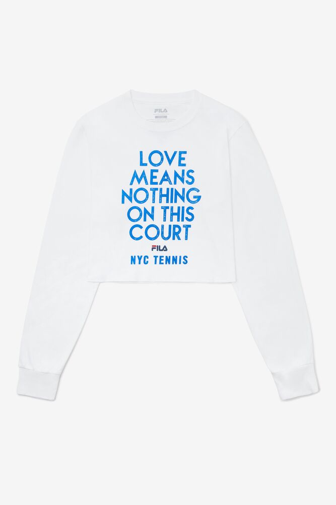 Tops Fila Nyc Loves Means Crops Long Sleeve Mujer Blancas | 754802SWU