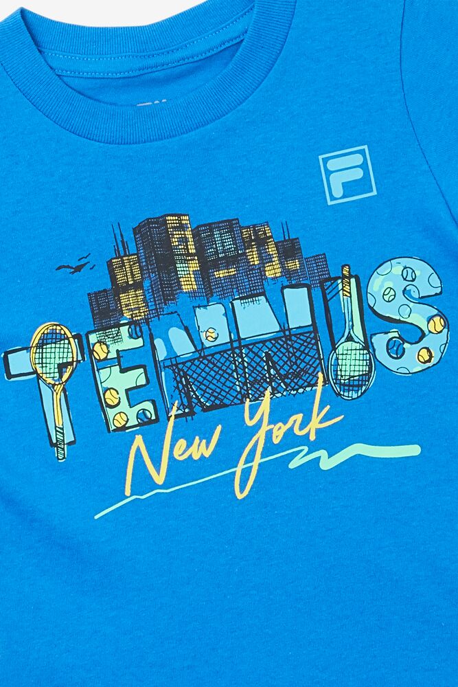 Tops Fila Nyc Toddler Tennis Tee Unisex Azul Real Azules | 839412DUL