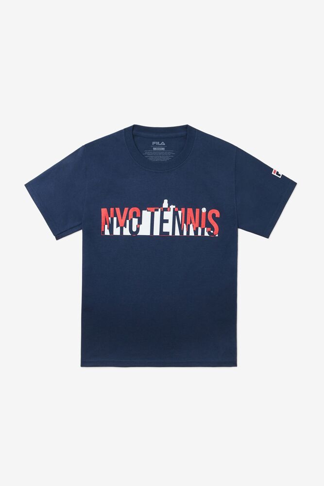 Tops Fila Nyc Youth Tennis Tee Unisex Azul Marino | 308495WGQ