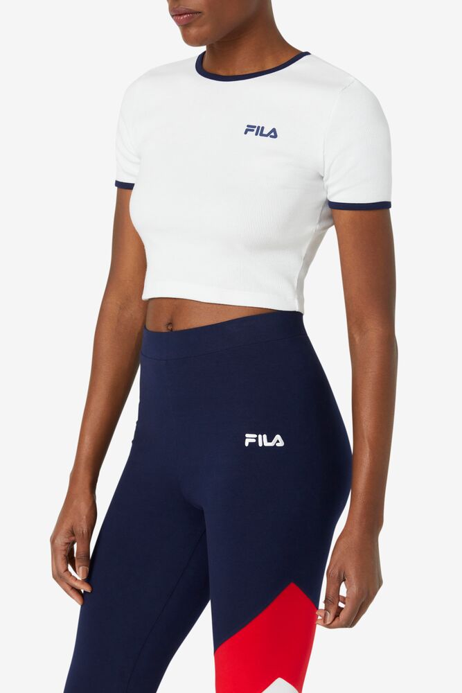 Tops Fila Perla Crop Top Mujer Blancas | 905271DSQ