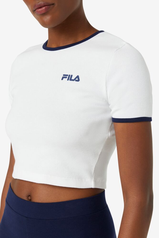 Tops Fila Perla Crop Top Mujer Blancas | 905271DSQ