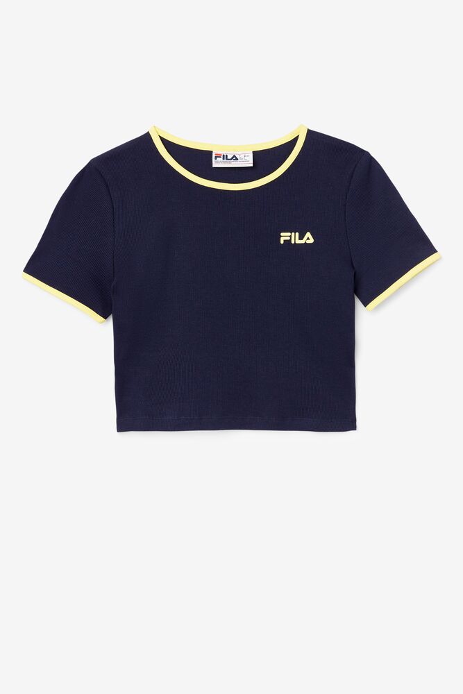 Tops Fila Perla Crop Top Mujer Peac/Gfnch | 917436TJA