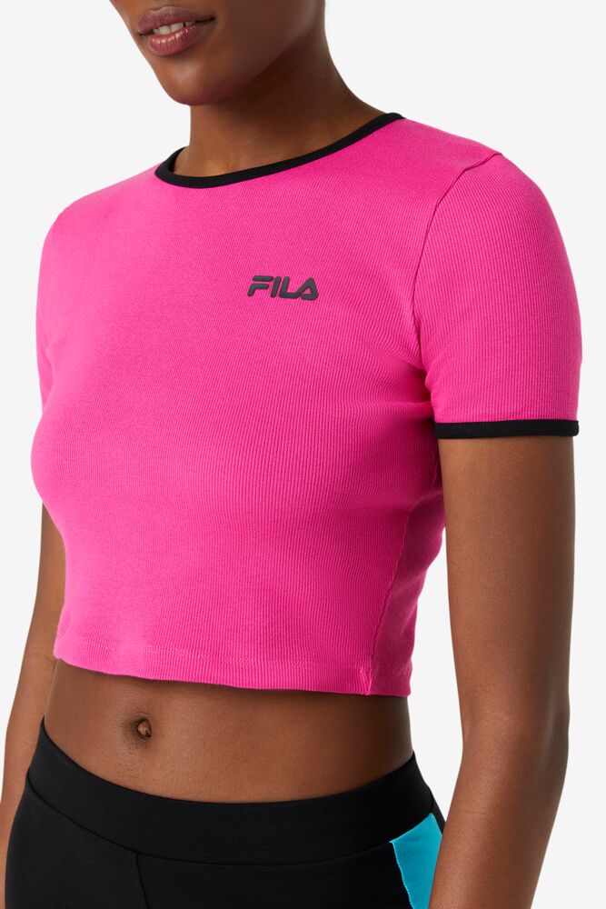 Tops Fila Perla Crop Top Mujer Rosas Negras | 056987TVO