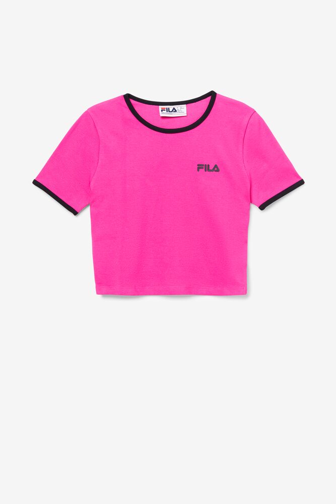 Tops Fila Perla Crop Top Mujer Rosas Negras | 056987TVO