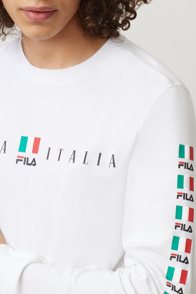 Tops Fila Petrelli Long Sleeve Tee Hombre Wht/Blk/Cred | 317865XYL