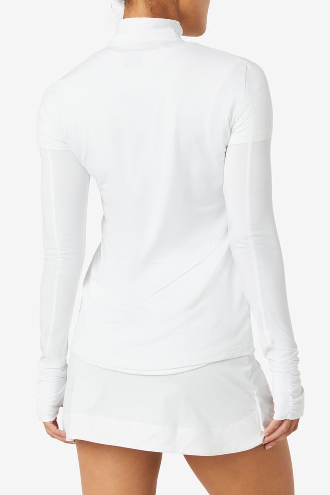 Tops Fila Pickleball 1/4 Zip Long Sleeve Mujer Blancas | 057814NCE