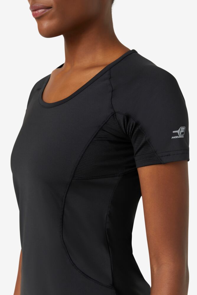 Tops Fila Pickleball Short Sleeve Top Mujer Negras | 910678ECB