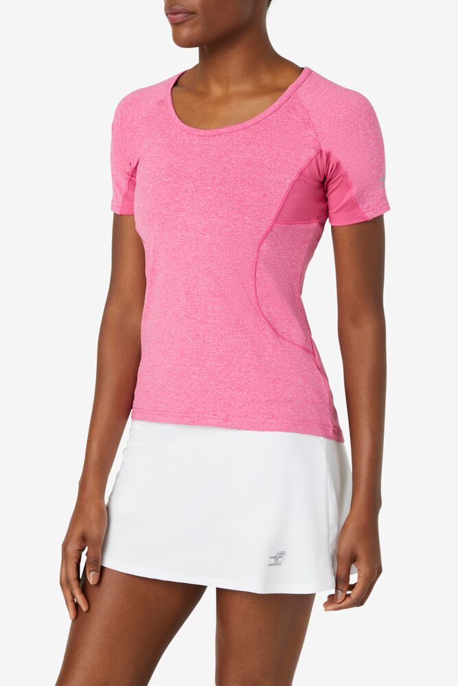 Tops Fila Pickleball Short Sleeve Top Mujer Rosas | 124756DKH