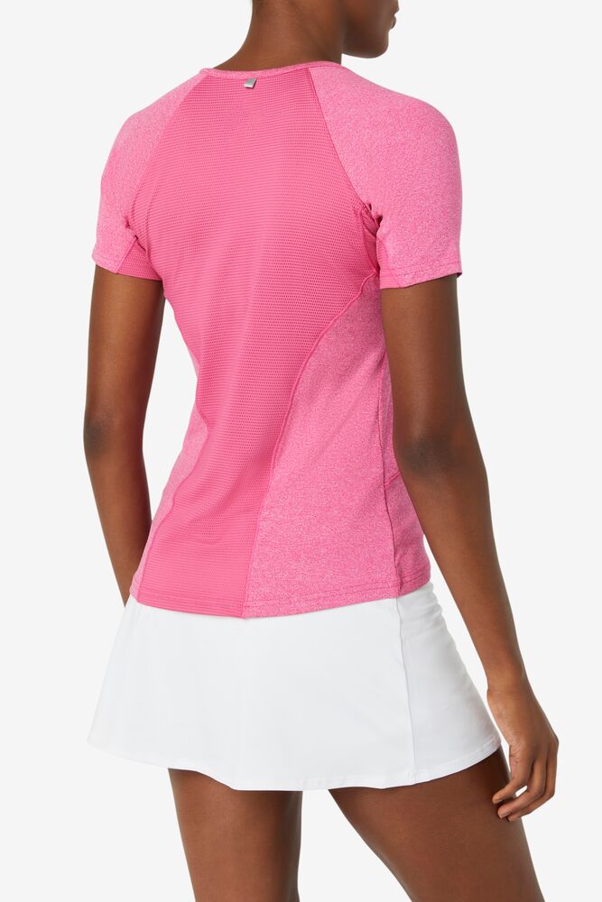 Tops Fila Pickleball Short Sleeve Top Mujer Rosas | 124756DKH