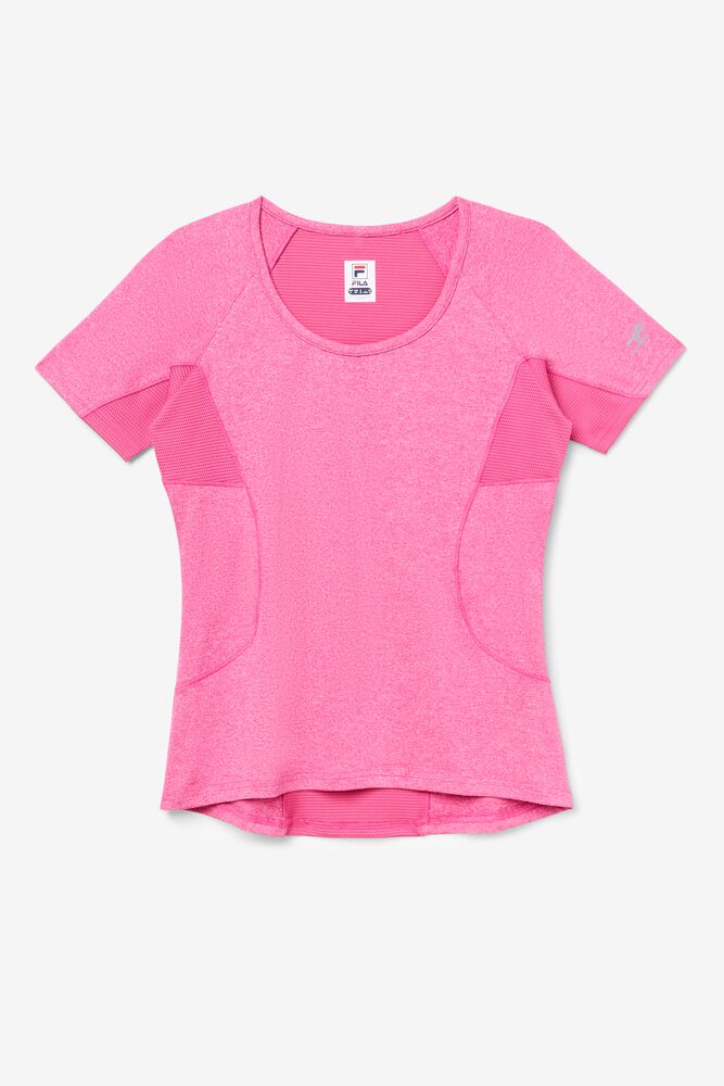 Tops Fila Pickleball Short Sleeve Top Mujer Rosas | 124756DKH