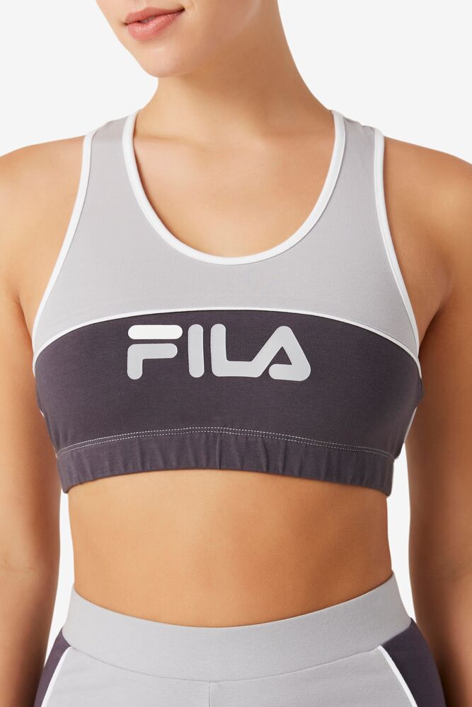 Tops Fila Poesia Bra Top Mujer Plateadas Blancas | 790684CJS