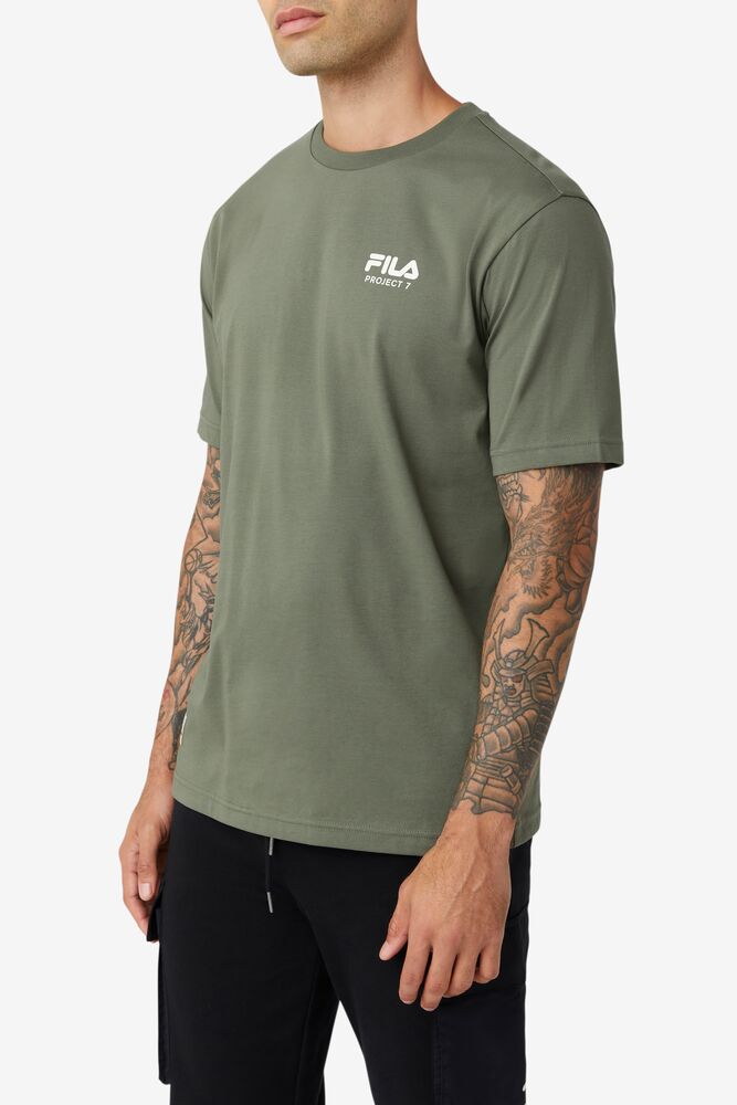 Tops Fila Project 7 Logo T-shirt Hombre Kaki | 034258DJQ