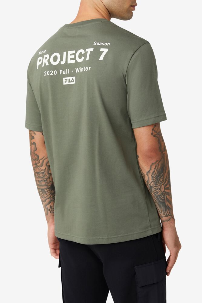 Tops Fila Project 7 Logo T-shirt Hombre Kaki | 034258DJQ