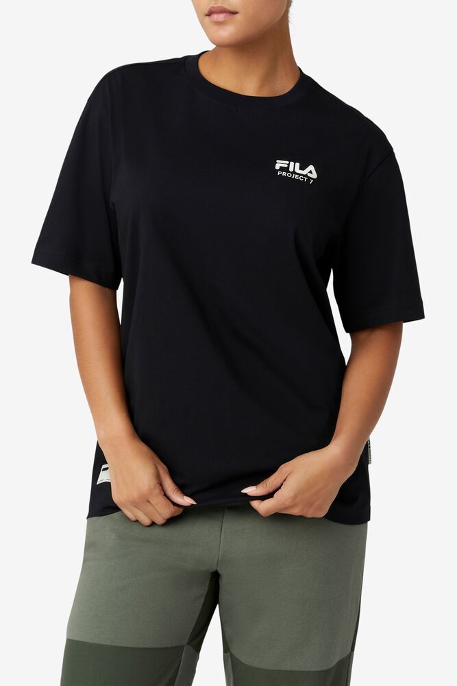 Tops Fila Project 7 Logo T-shirt Hombre Negras | 718205XJT