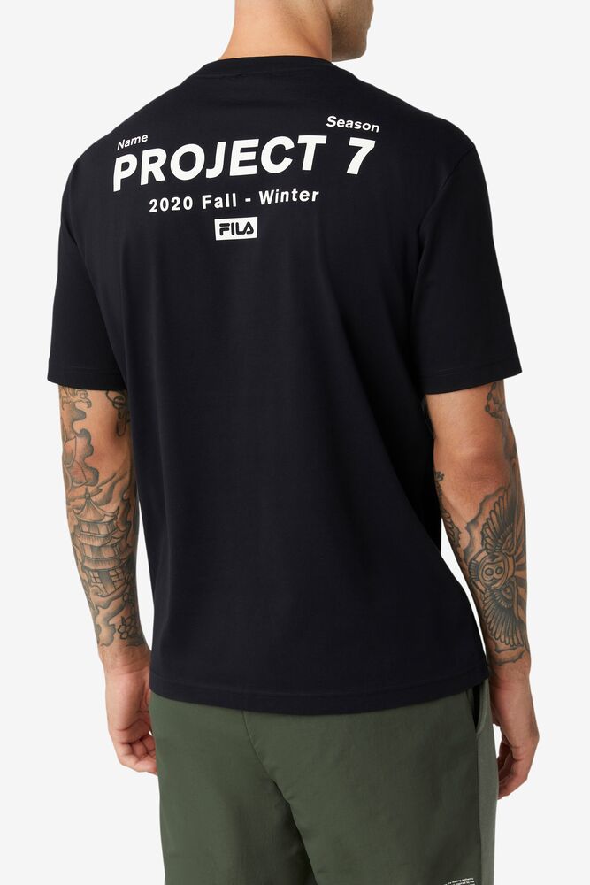 Tops Fila Project 7 Logo T-shirt Hombre Negras | 718205XJT