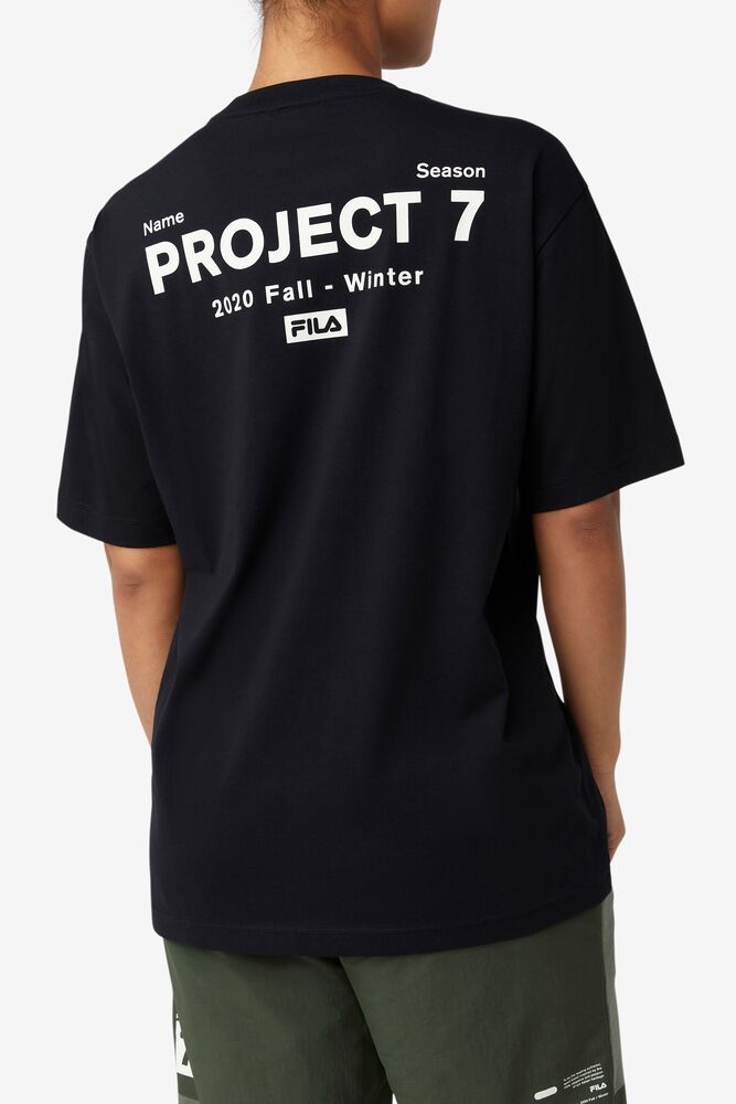 Tops Fila Project 7 Logo T-shirt Hombre Negras | 718205XJT