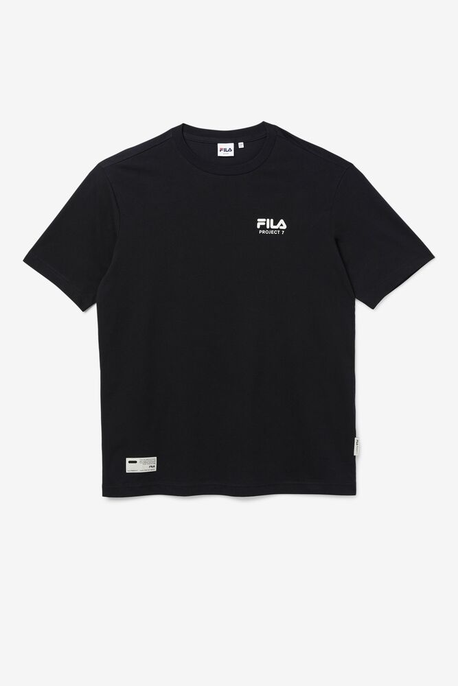 Tops Fila Project 7 Logo T-shirt Hombre Negras | 718205XJT