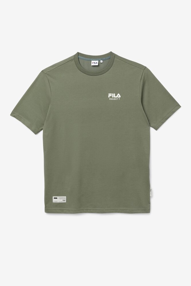 Tops Fila Project 7 Logo T-shirt Mujer Kaki | 734680EPY