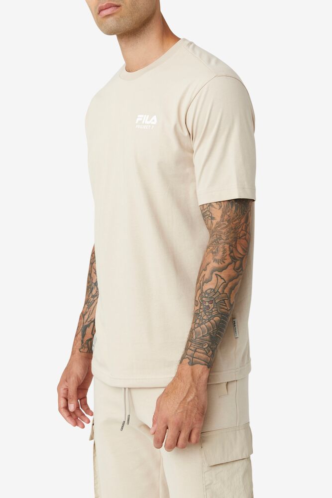 Tops Fila Project 7 Logo T-shirt Unisex Beige | 074613JUL