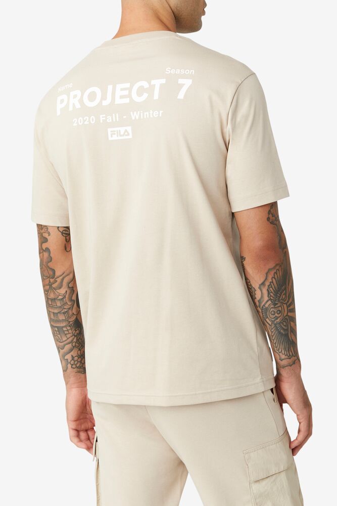 Tops Fila Project 7 Logo T-shirt Unisex Beige | 074613JUL