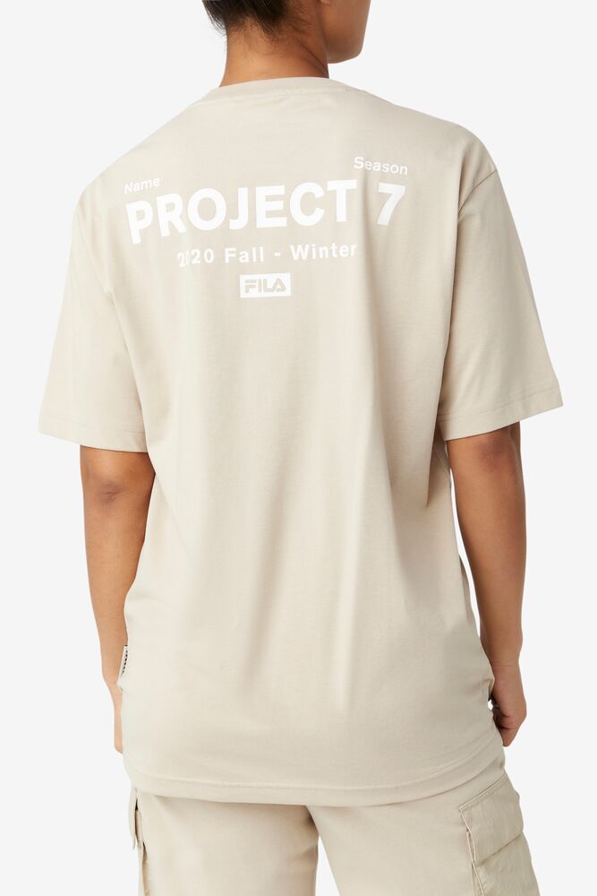 Tops Fila Project 7 Logo T-shirt Unisex Beige | 074613JUL