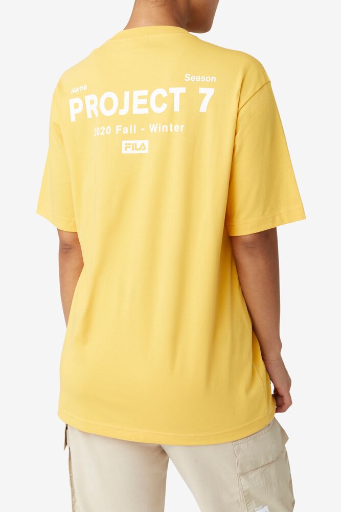 Tops Fila Project 7 Logo T-shirt Unisex Moutarde | 795248WNU