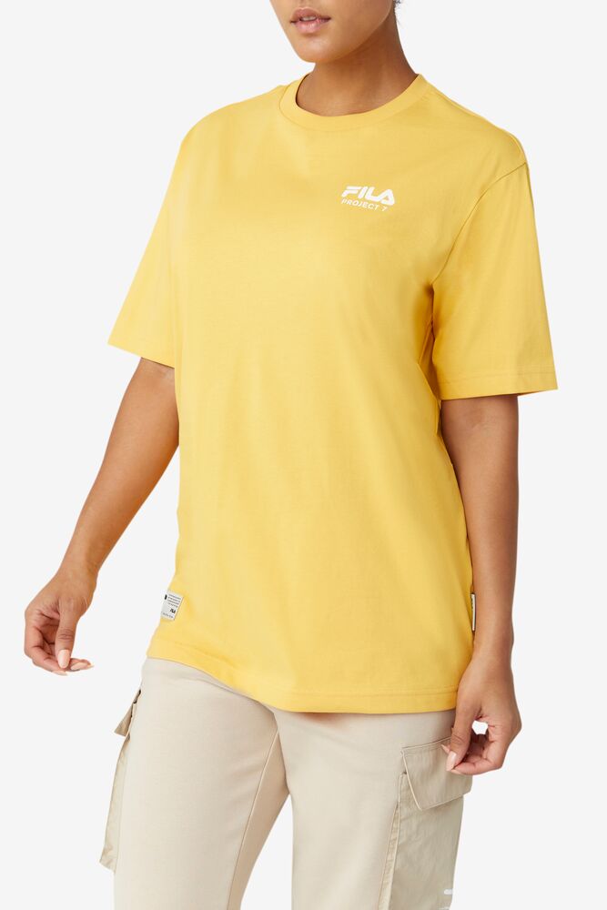 Tops Fila Project 7 Logo T-shirt Unisex Moutarde | 795248WNU