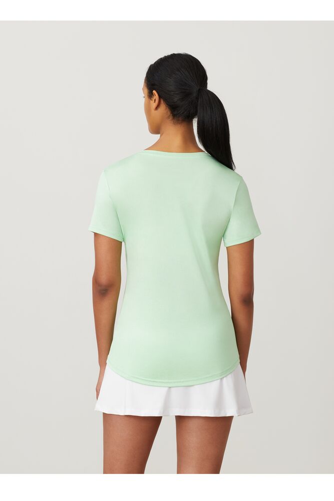 Tops Fila Short Sleeve V-neck Mujer Greenashhth | 697185UMT