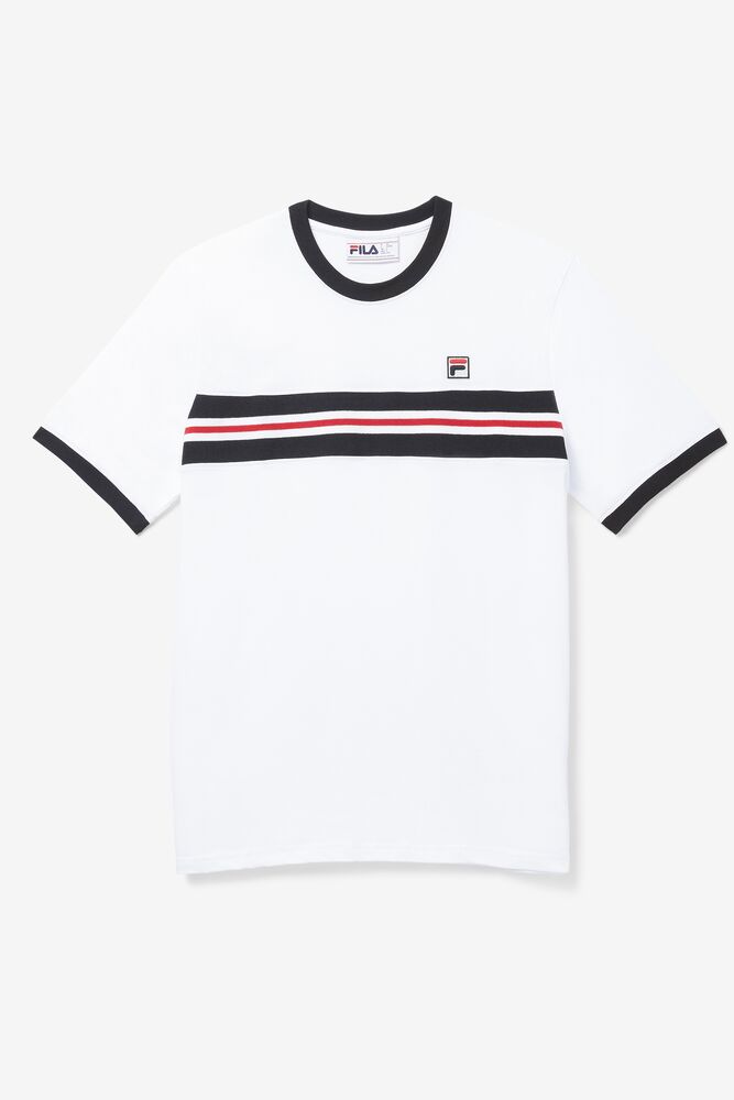 Tops Fila Silver Tee Hombre Blancas Negras Rojas | 954028CYS