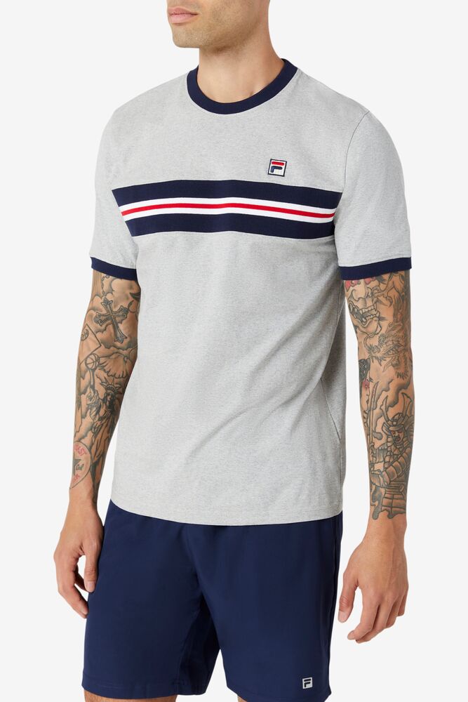 Tops Fila Silver Tee Hombre Gris Claro | 138576UPZ