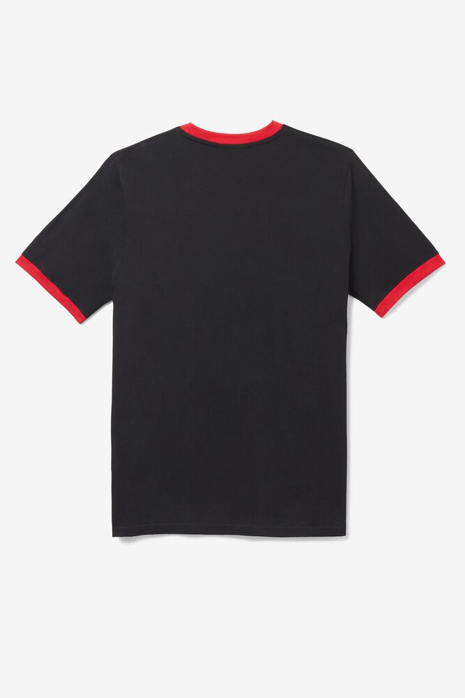 Tops Fila Silver Tee Hombre Negras Rojas Blancas | 573190XQA