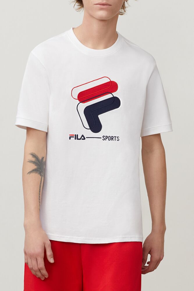 Tops Fila Spiro Tee Hombre Blancas | 786490PMN