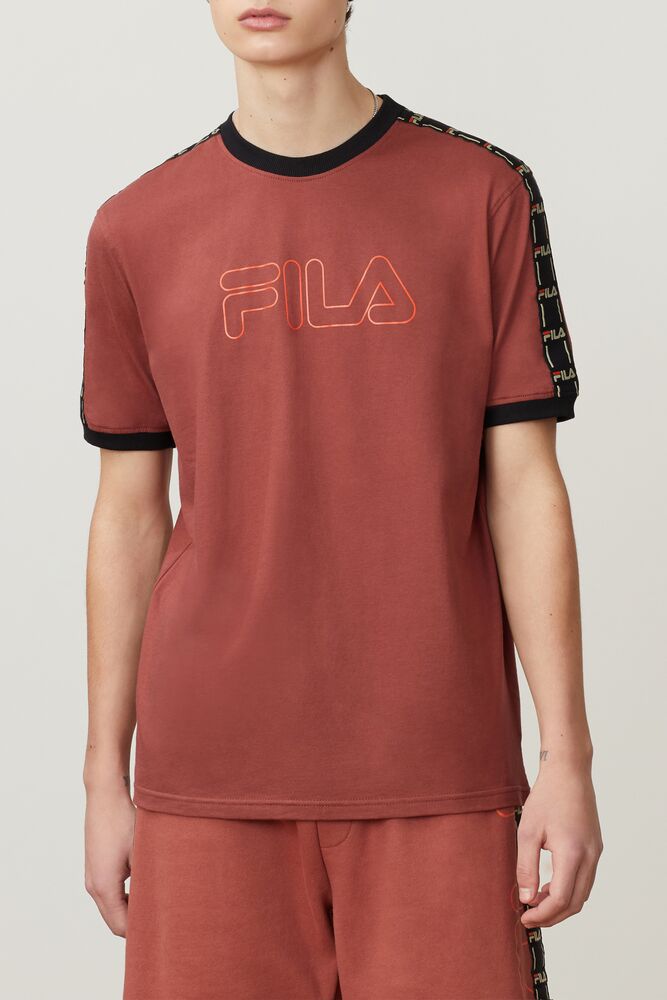 Tops Fila Thebe Tee Hombre Mahog/Chil/Cemt | 108673VJT