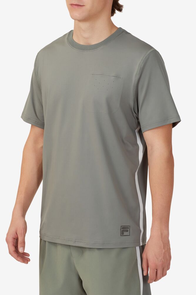 Tops Fila Tie Breaker Vented Crew Hombre Verde Gris | 865421CPI