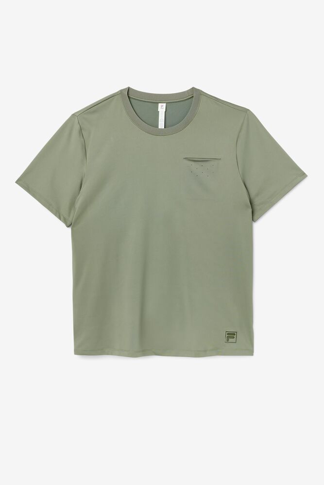 Tops Fila Tie Breaker Vented Crew Hombre Verde Gris | 865421CPI