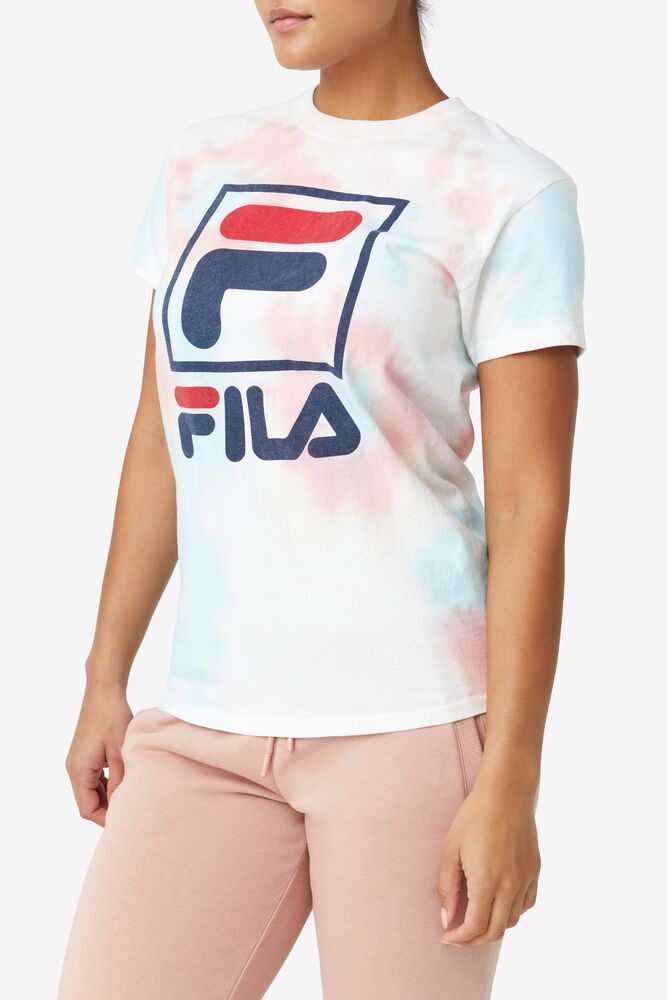 Tops Fila Tie Dye Stacked Logo Tee Unisex 099 Tie Dye | 231756ORG