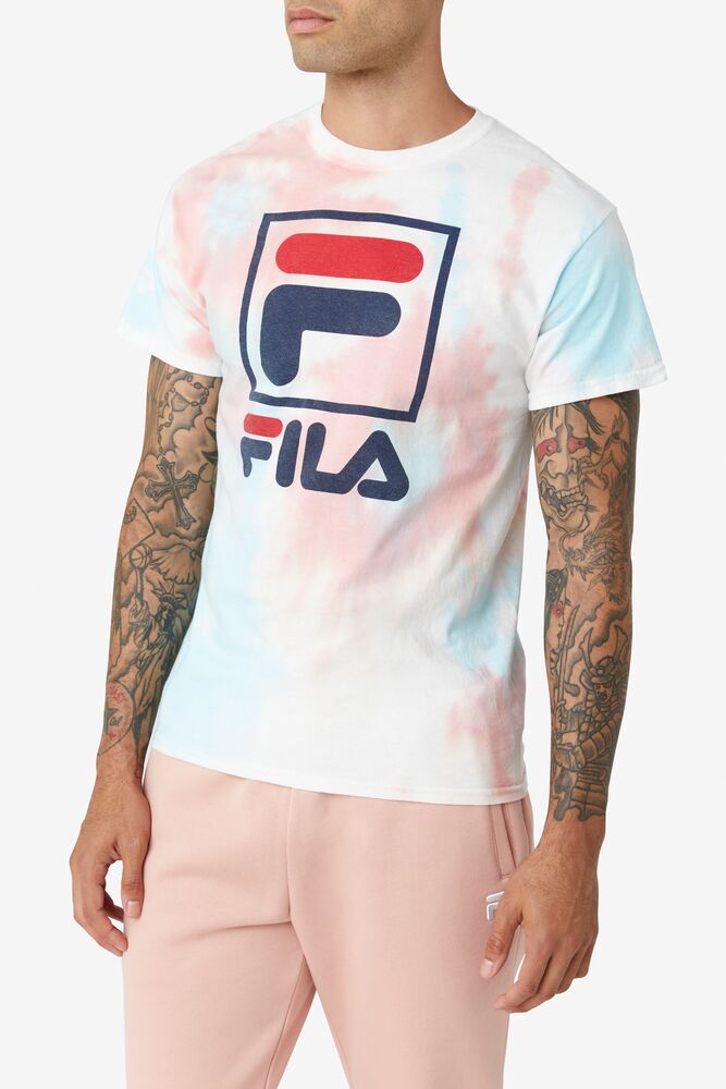 Tops Fila Tie Dye Stacked Logo Tee Unisex 099 Tie Dye | 951074OTU