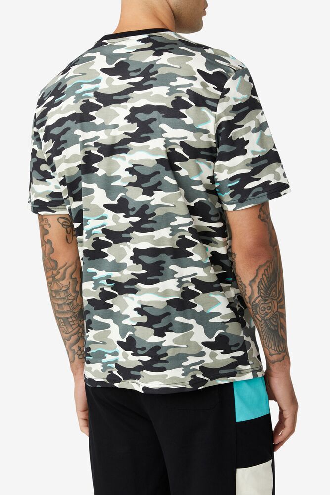 Tops Fila Valentine Camo Tee Hombre Negras | 874605JXY