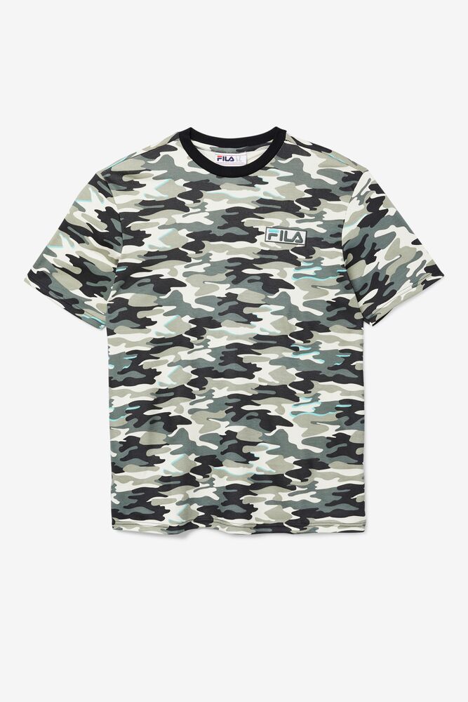 Tops Fila Valentine Camo Tee Hombre Negras | 874605JXY