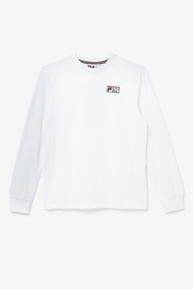 Tops Fila Vesuvius Long Sleeve Tee Hombre Blancas Negras Rojas | 842605SGE