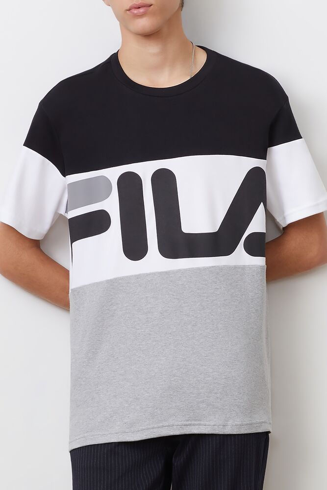 Tops Fila Vialli Tee Hombre Negras Gris Blancas | 927351WJZ