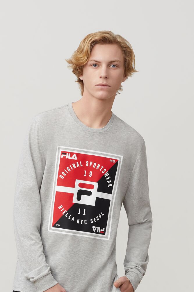 Tops Fila Vicente Graphic Tee Hombre Greyheather | 890327GKR