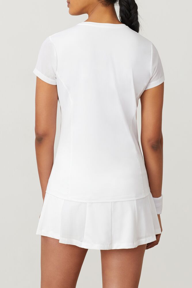 Tops Fila White Line Mesh Slv Top Mujer Blancas | 694052NXT