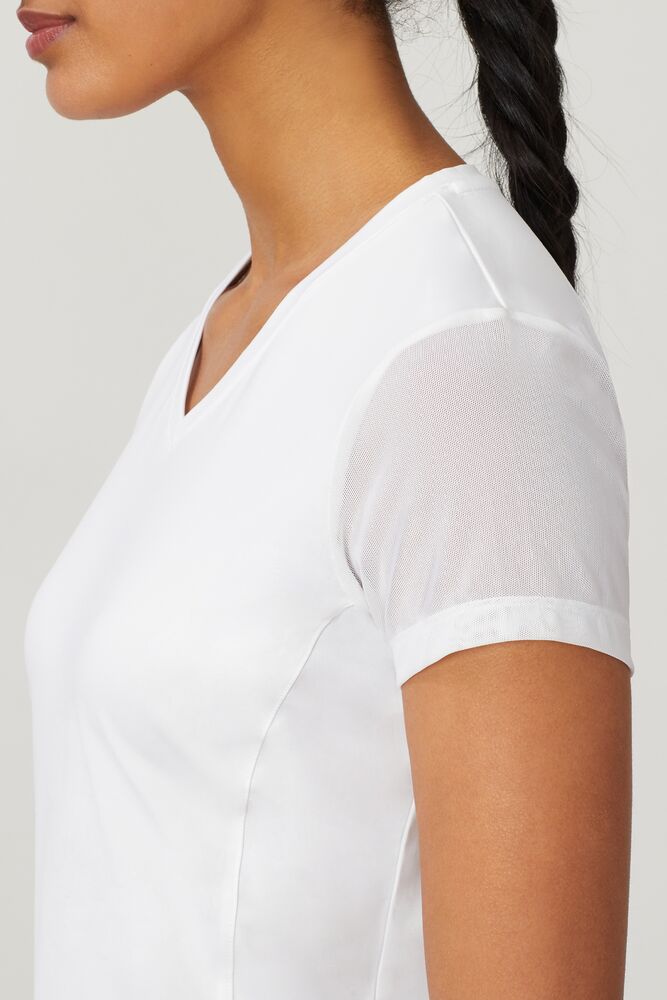 Tops Fila White Line Mesh Slv Top Mujer Blancas | 694052NXT