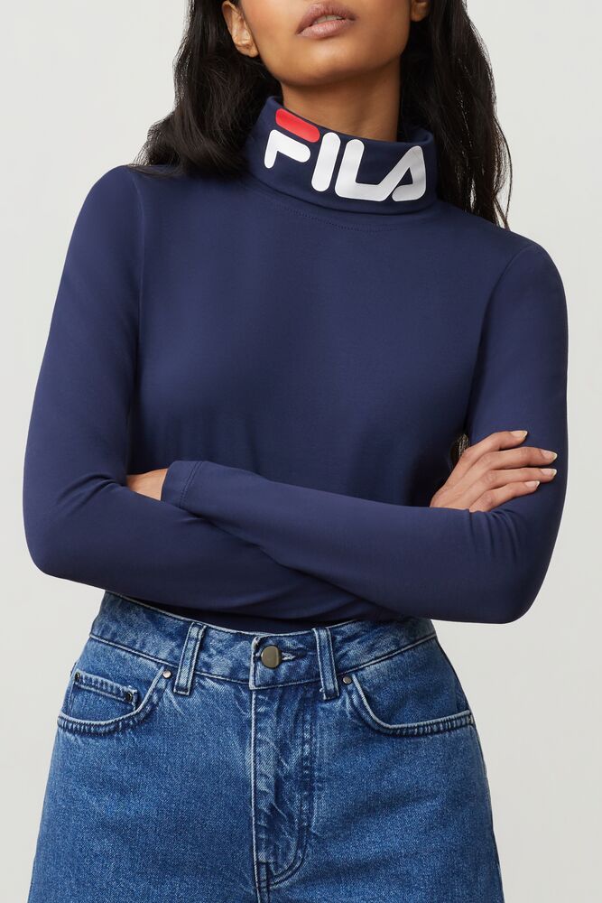 Tops Fila Yvette Turtleneck Mujer Peac/Wht/Cred | 350749QRJ