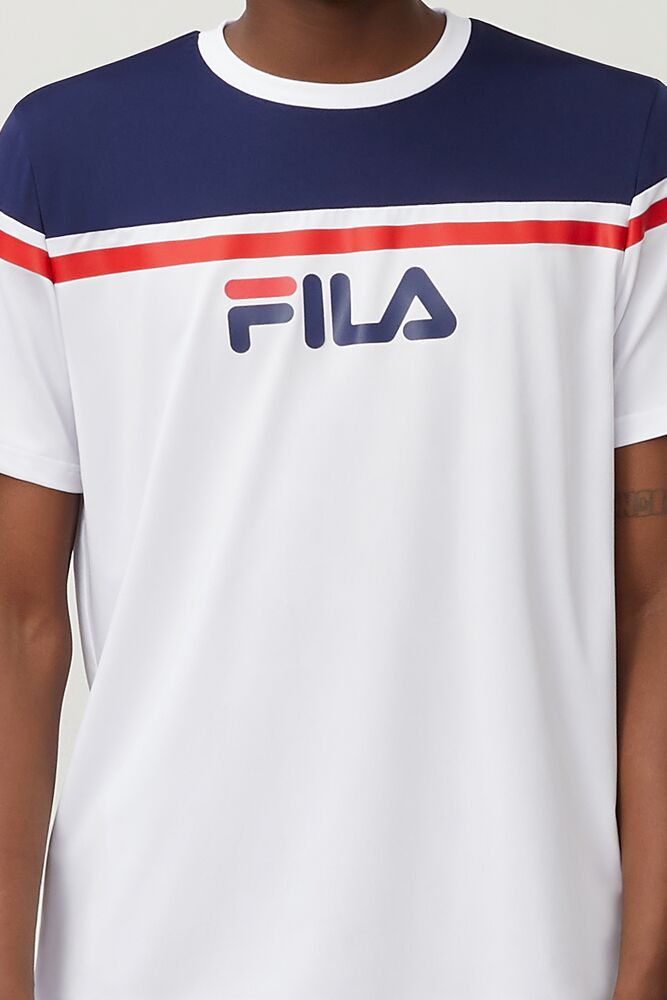 Tops Fila Zelic Crew Hombre Wht/Peac/Cred | 410537KRN