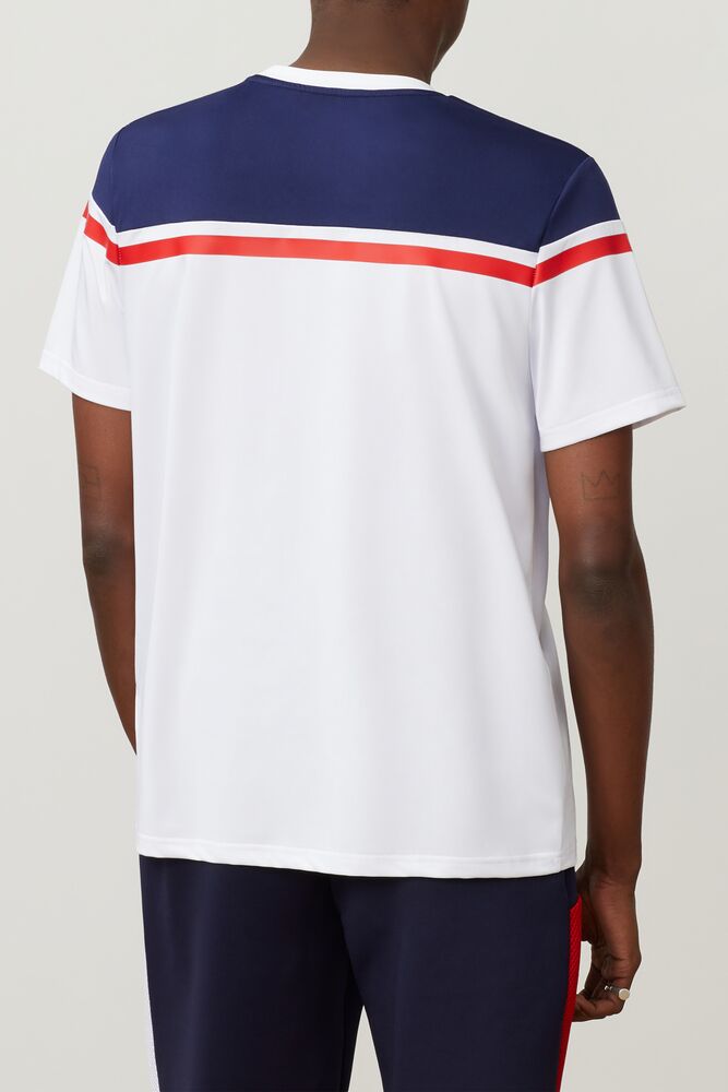 Tops Fila Zelic Crew Hombre Wht/Peac/Cred | 410537KRN