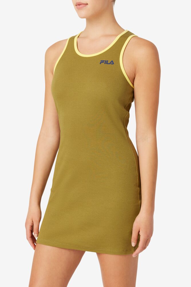 Vestido Fila Mattea Dress Mujer Verde Oliva | 974865XNW