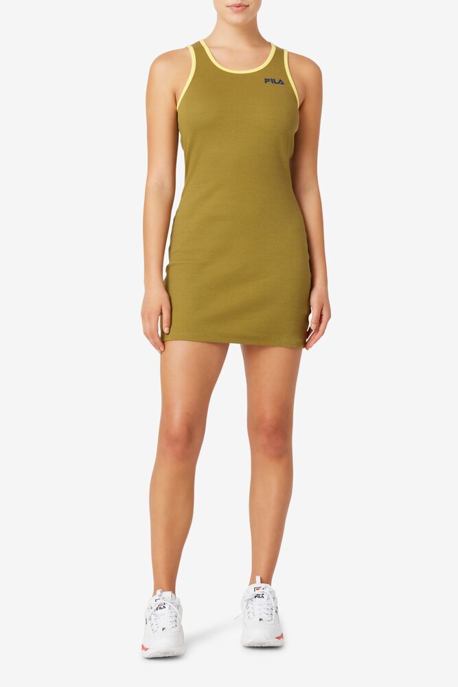 Vestido Fila Mattea Dress Mujer Verde Oliva | 974865XNW