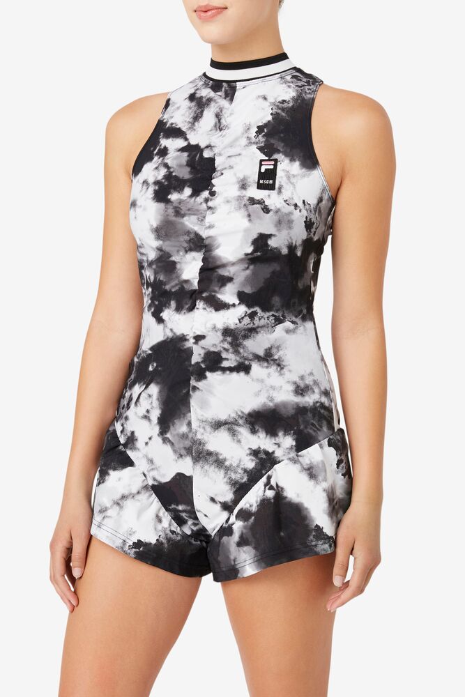 Vestido Fila Msgm X Fila Tie Dye Romper Dress Mujer Negras | 324791CEG